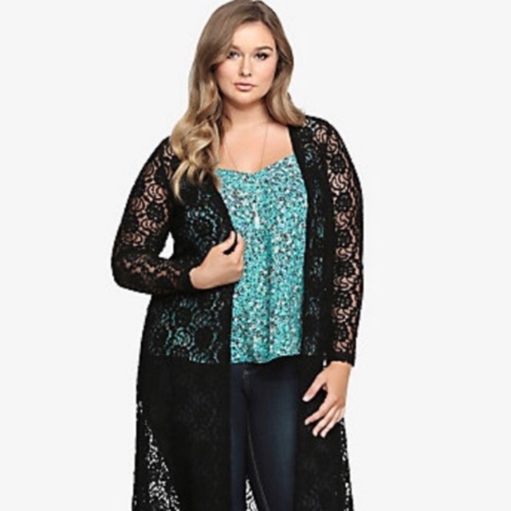New Torrid black lace long duster
